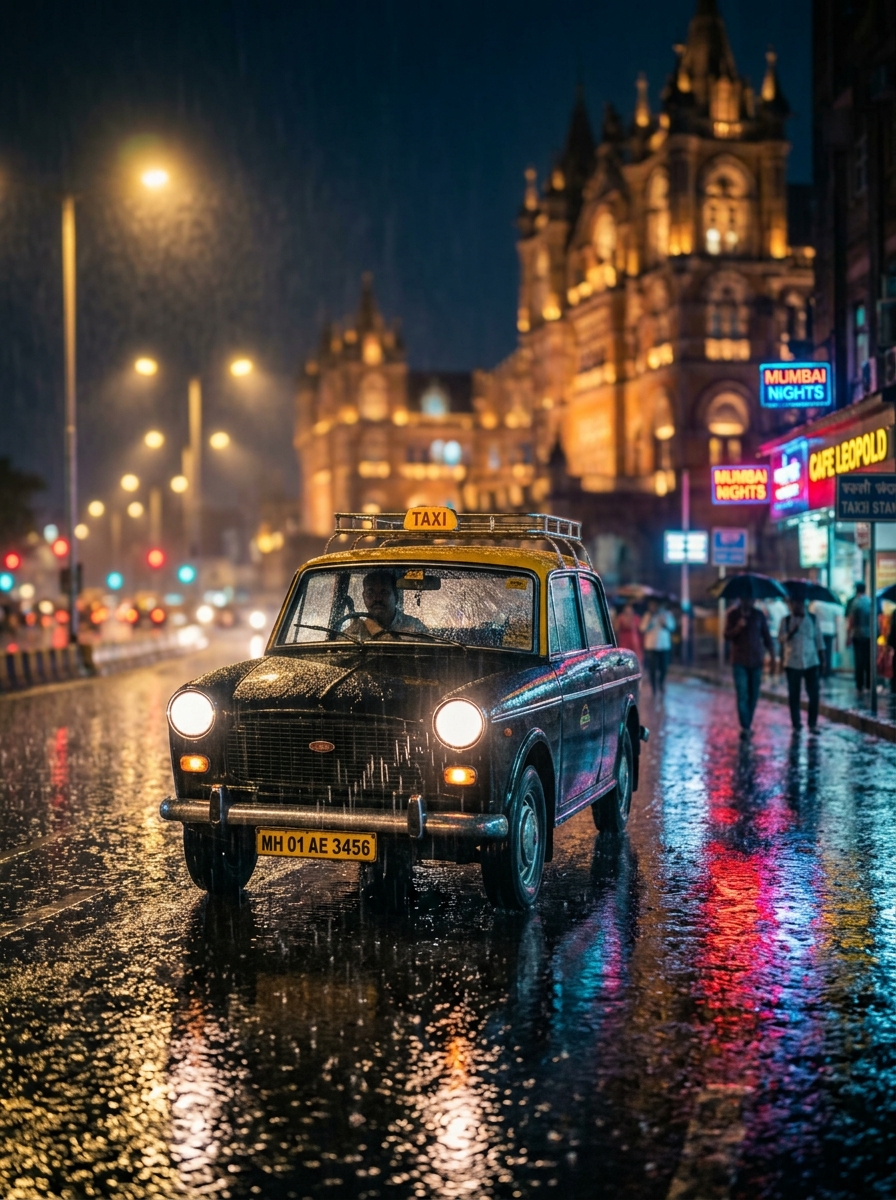 AI generated image: Cyberpunk Maruti 800 — created with Midjourney v6 prompt from HowToWritePrompt.in