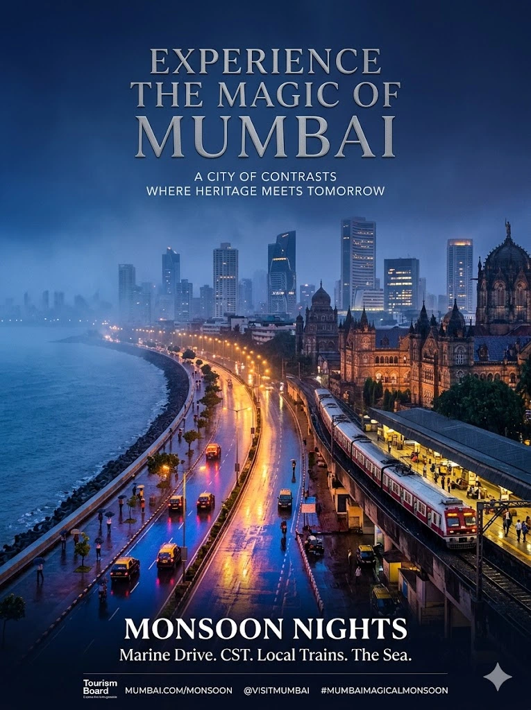 Monsoon Nights Mumbai – Premium Cinematic City Tourism Poster