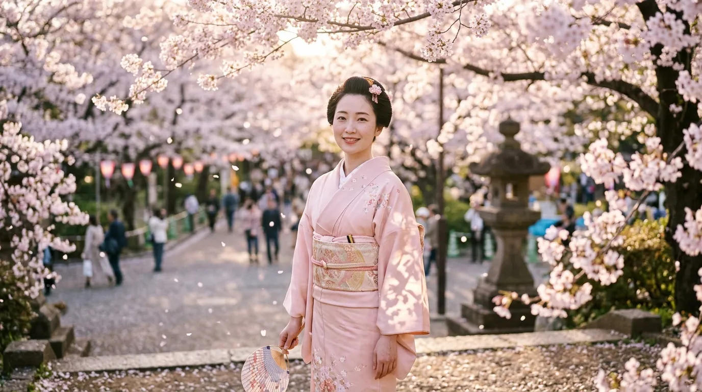 Pastel-Colored Japanese Cherry Blossom Festival